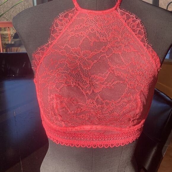 Victoria’s Secret underwire  adjustable halter lace bralette 34DD Salmon - Picture 2 of 8